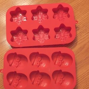 Silicone Snowflake and Snowman Mold - Red
